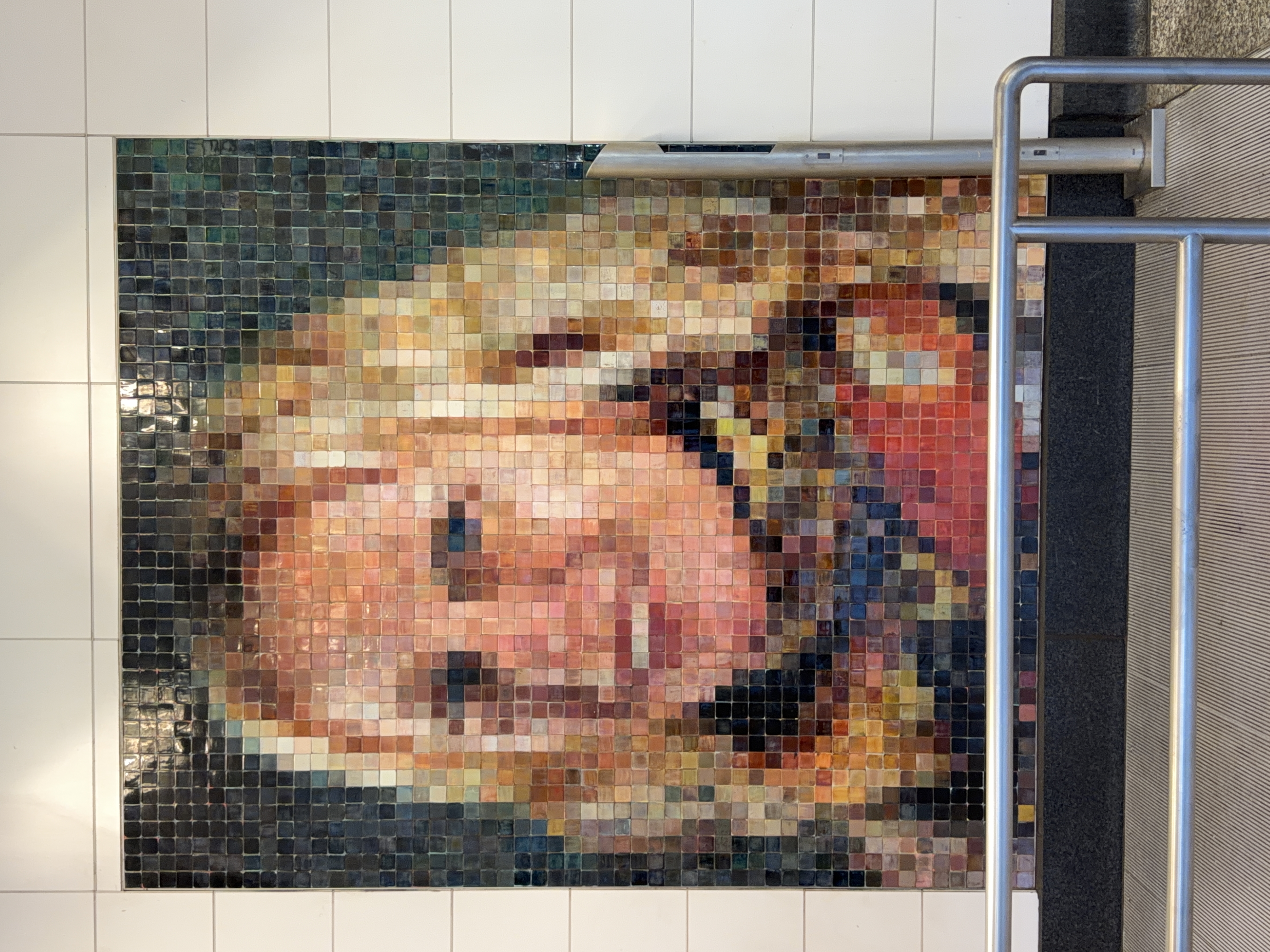 Brooklyn subway mosaic of a face