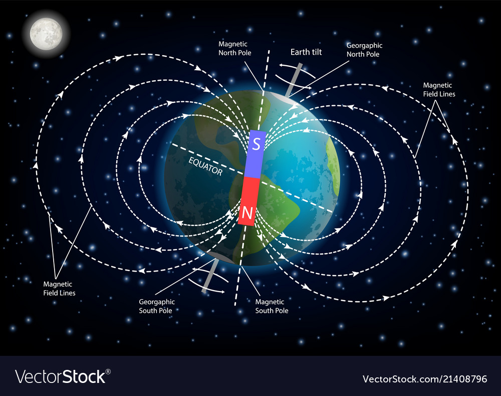 Earth Magnetic Field Diagram Vector 21408796 